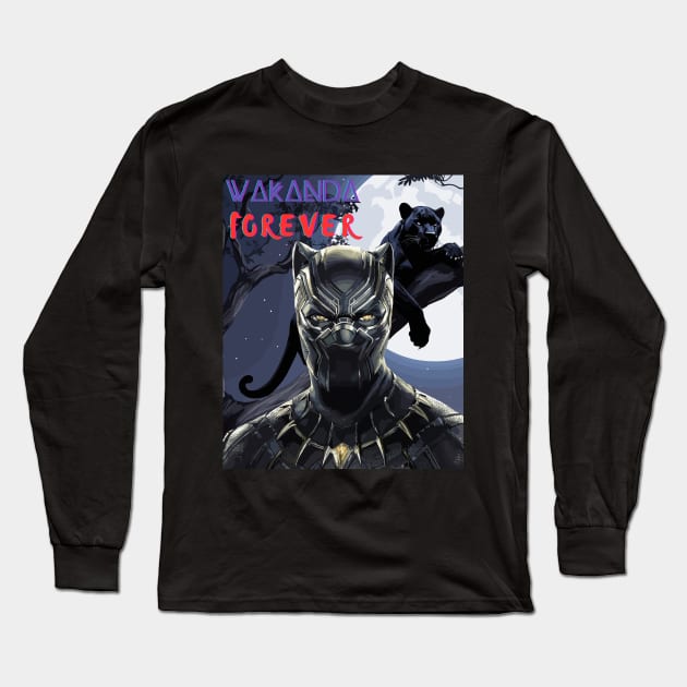 Black Panther Fan Art Long Sleeve T-Shirt by Ironclaw